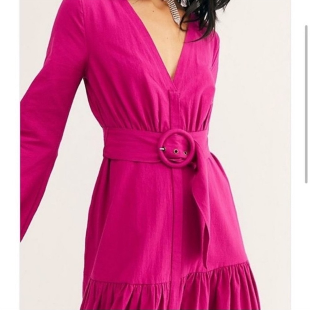 Free People Kendra Belted Maxi Dress In Magenta Pink